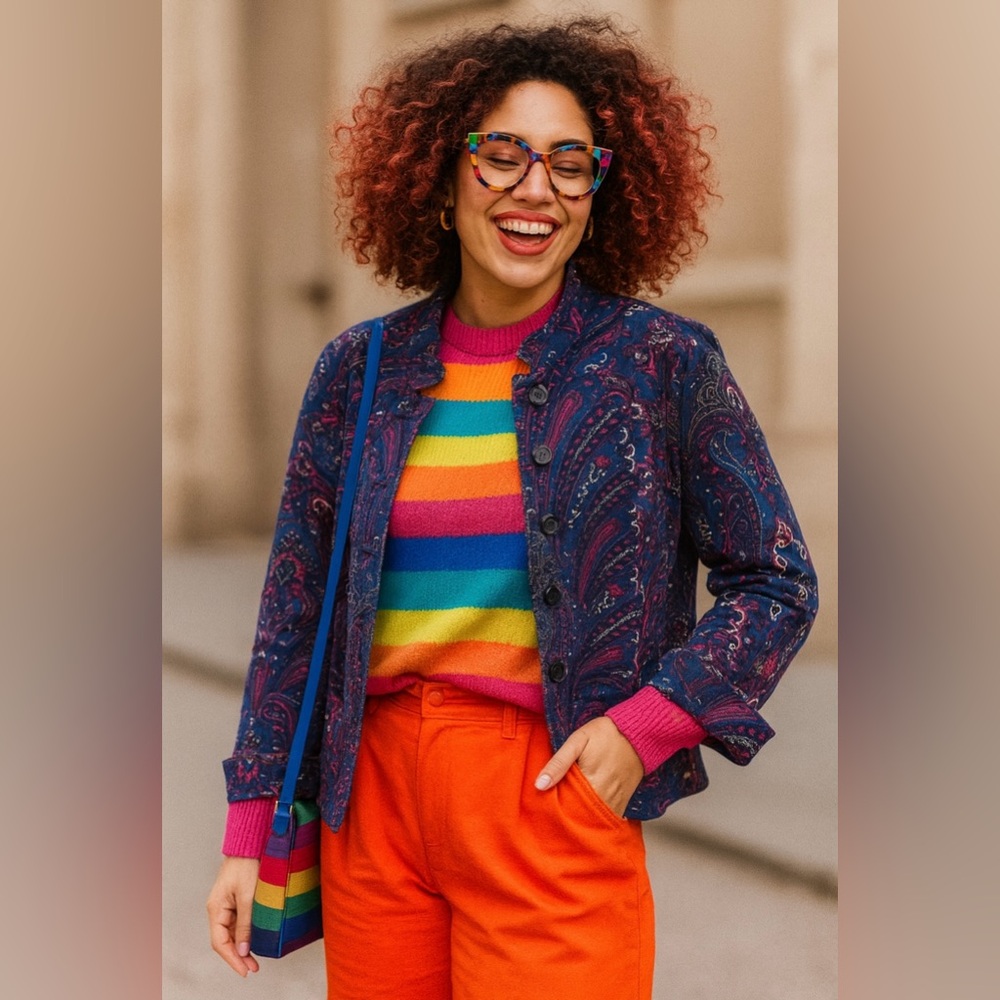 Paisley Patterned Jacket in Blue and Pink